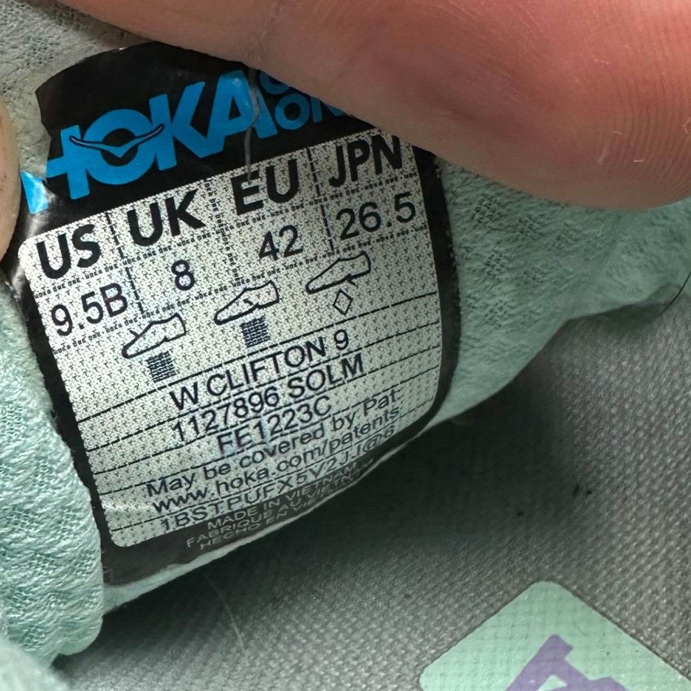 Hoka Clifton 9 Womens Running Shoes Sz 9.5B Sunlit Ocean Lilac Mist 1127896 - Picture 12 of 13